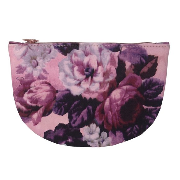 Ipsy Pink Floral Roses Zippered Bag w/ Charm Cosmetics Makeup Pouch Coin Boujee - Picture 1 of 4